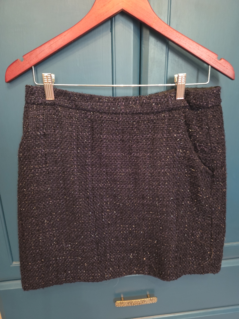 Cynthia Rowley Black Tweed Mini Skirt with Metallic Flecks